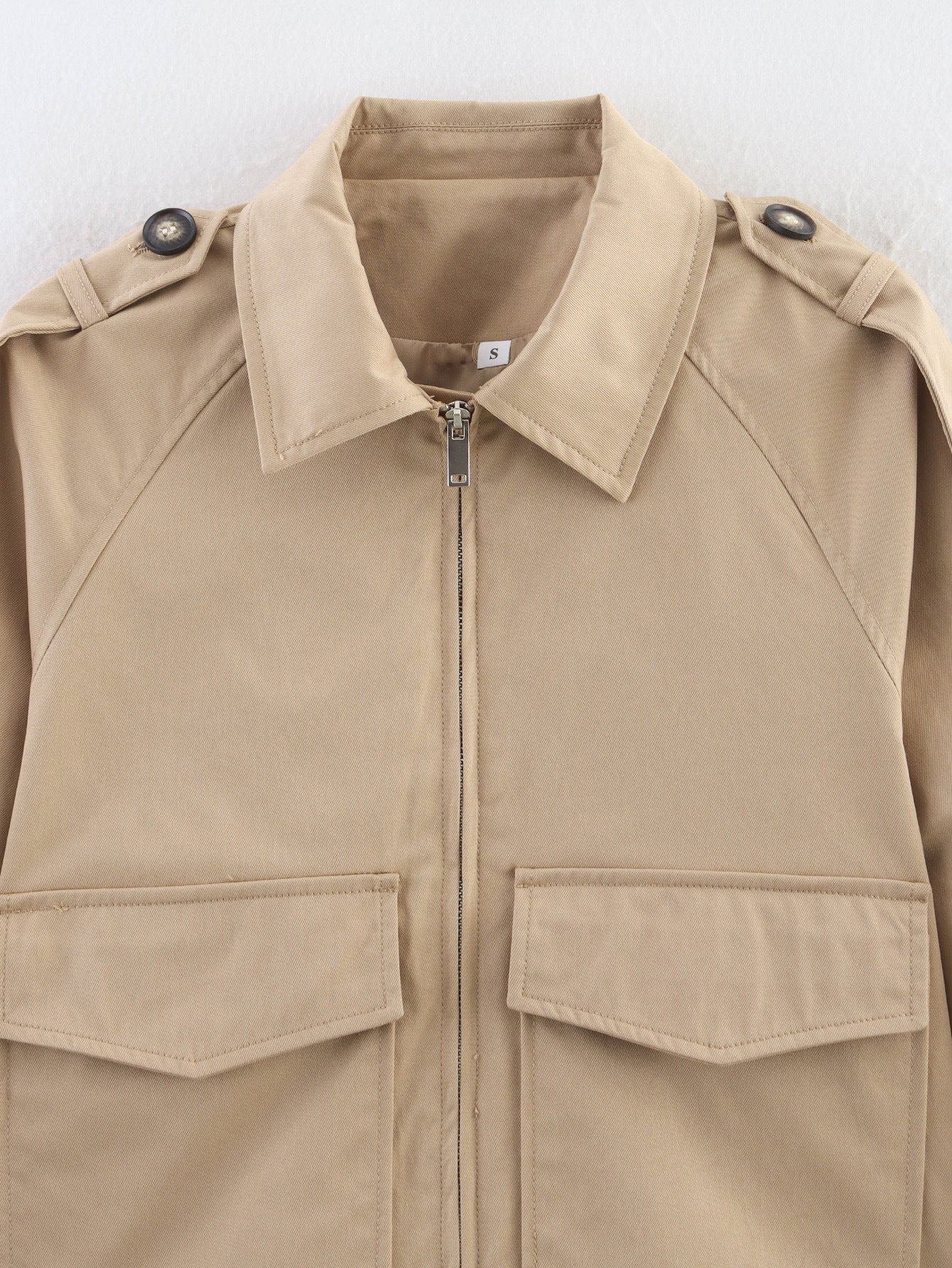 Veste Utility Courte Zippée à Poches Cargo