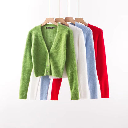 Cardigan Court en Maille Douce à Col V