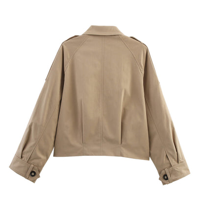 Veste Utility Courte Zippée à Poches Cargo