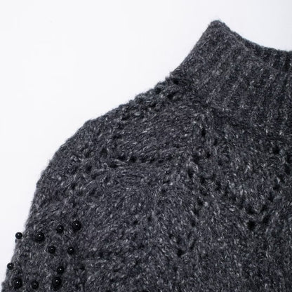 Pull Asymétrique Épaules Dénudées avec Perles