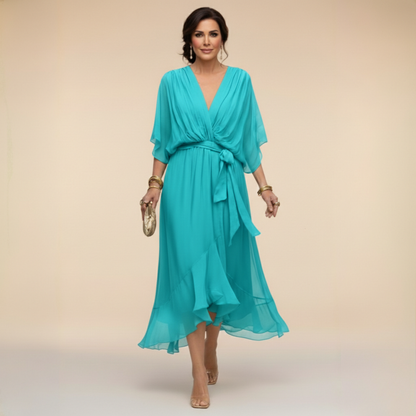 CLERINNE | ROBE EN MOUSSELINE À COL V POUR FEMME