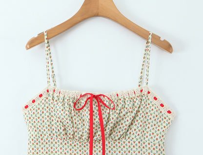 Robe Midi Imprimé Fraises en Coton – Style Vintage