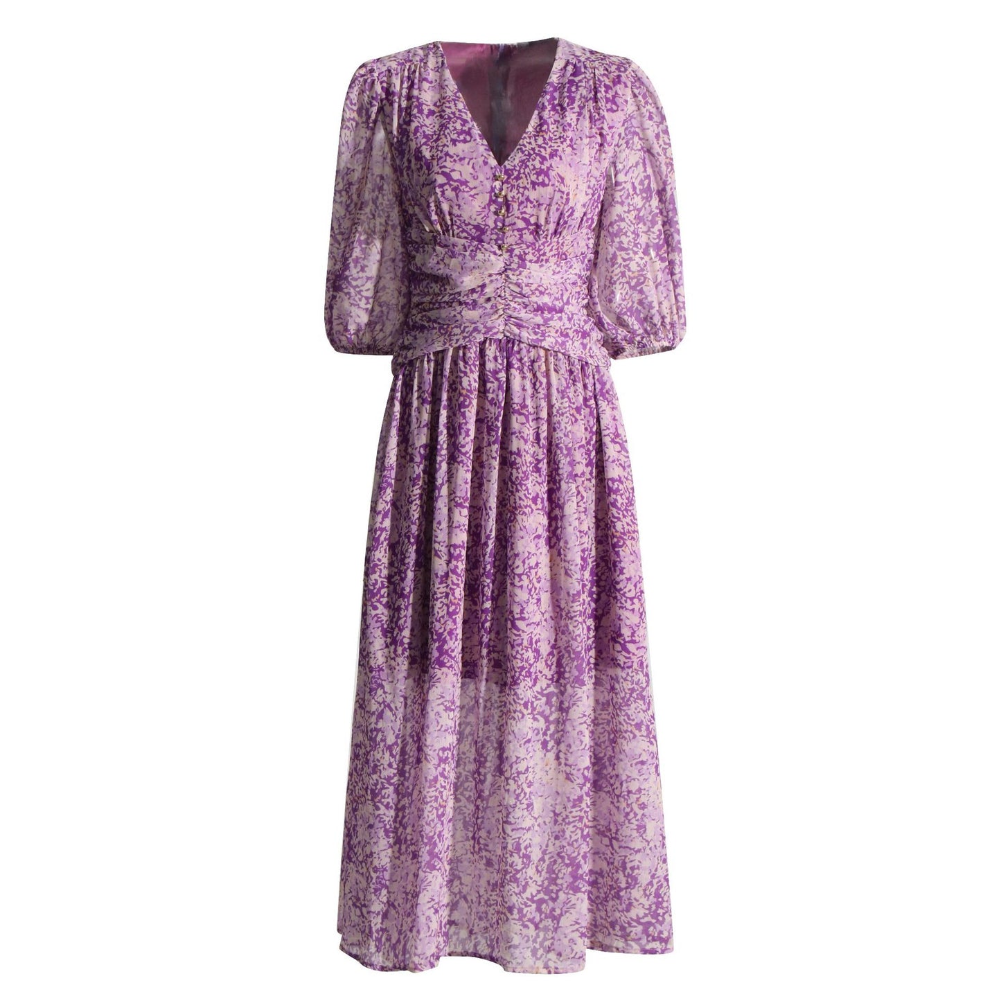 Robe Midi Chiffon Fleurie Violet