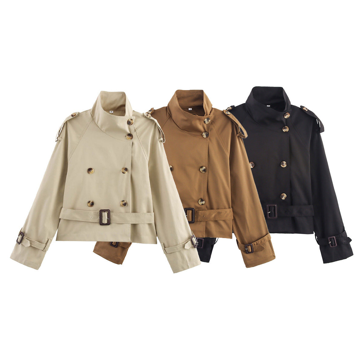 Céleste Trench Court Femme à Col Montant