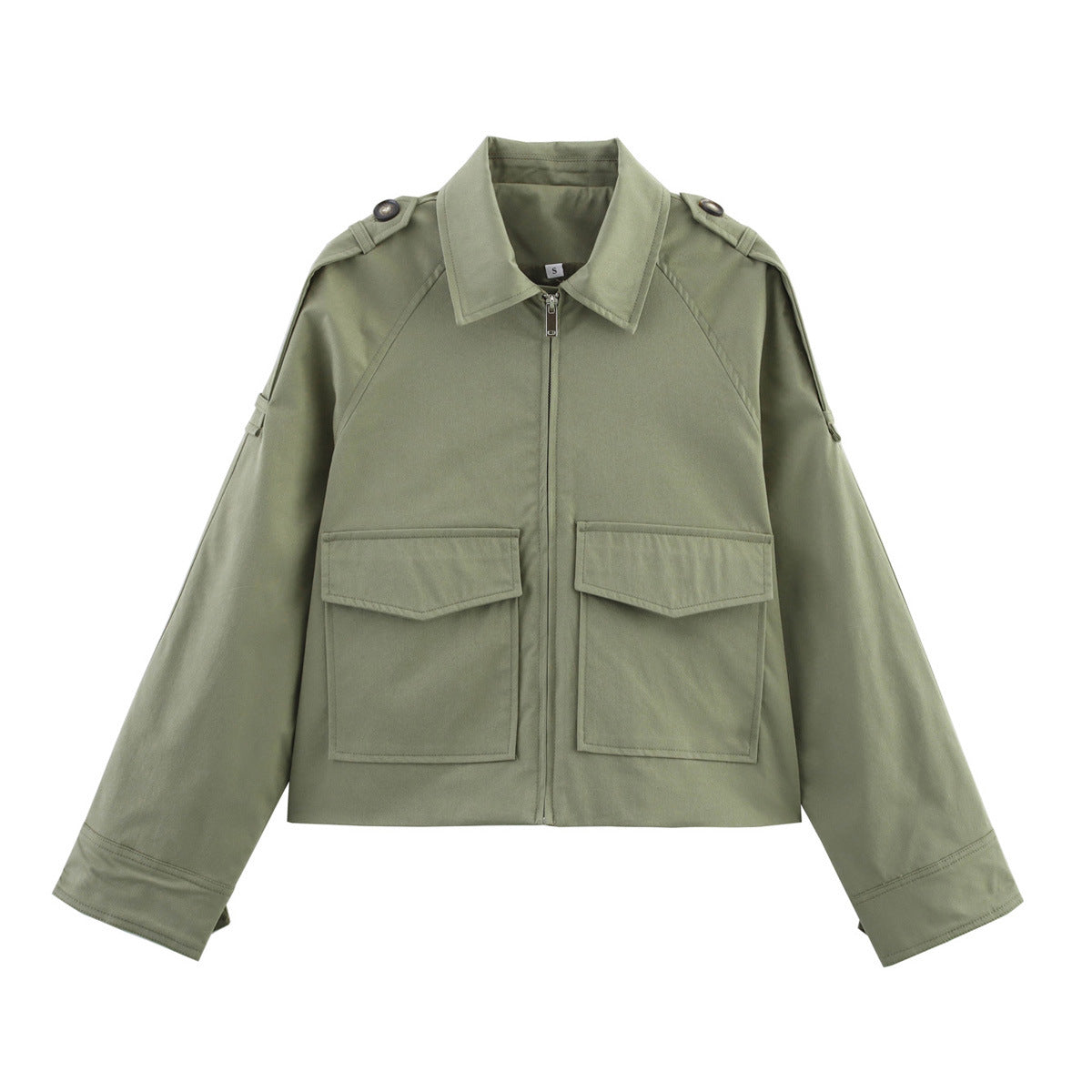 Veste Utility Courte Zippée à Poches Cargo