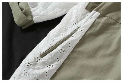 Veste Courte Kaki à Manches Dentelle & Ceinture
