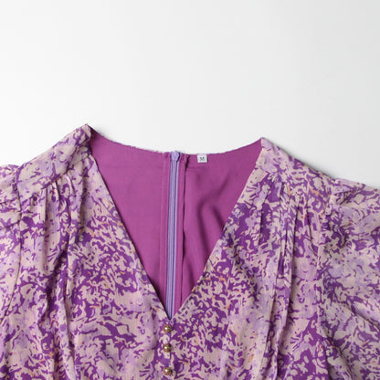 Robe Midi Chiffon Fleurie Violet