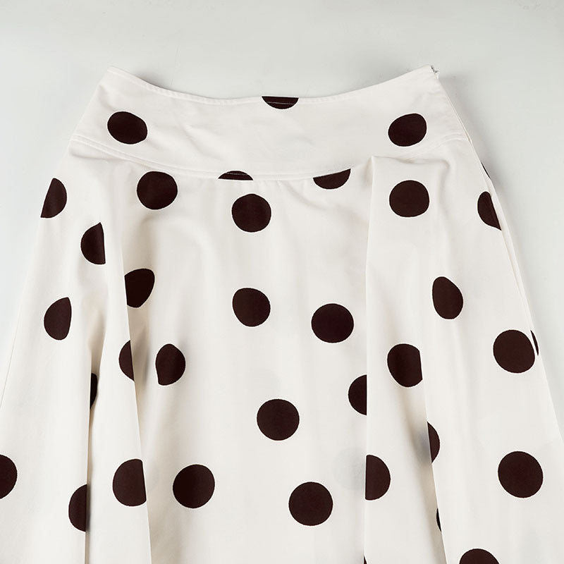 olène Jupe Midi Femme à Pois Taille Haute