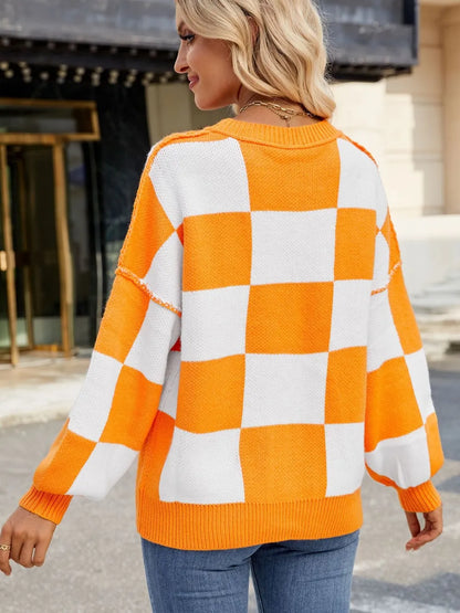 Pull Maille Damier Coupe Décontractée™