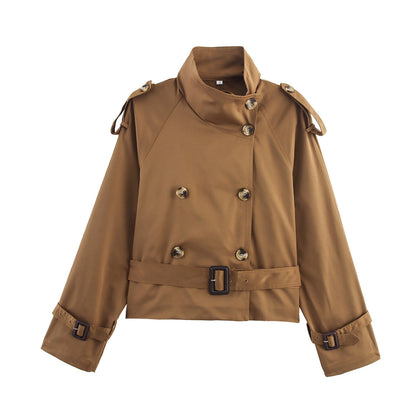 Céleste Trench Court Femme à Col Montant