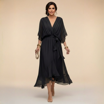 CLERINNE | ROBE EN MOUSSELINE À COL V POUR FEMME