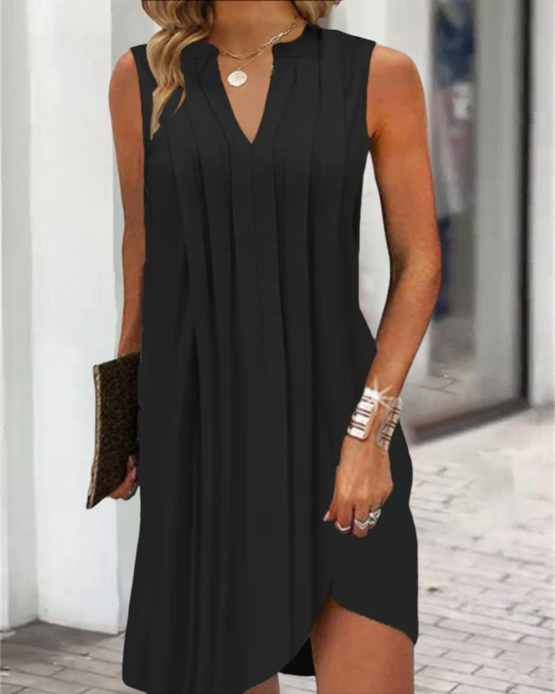 Robe décontractée sans manches à col en V