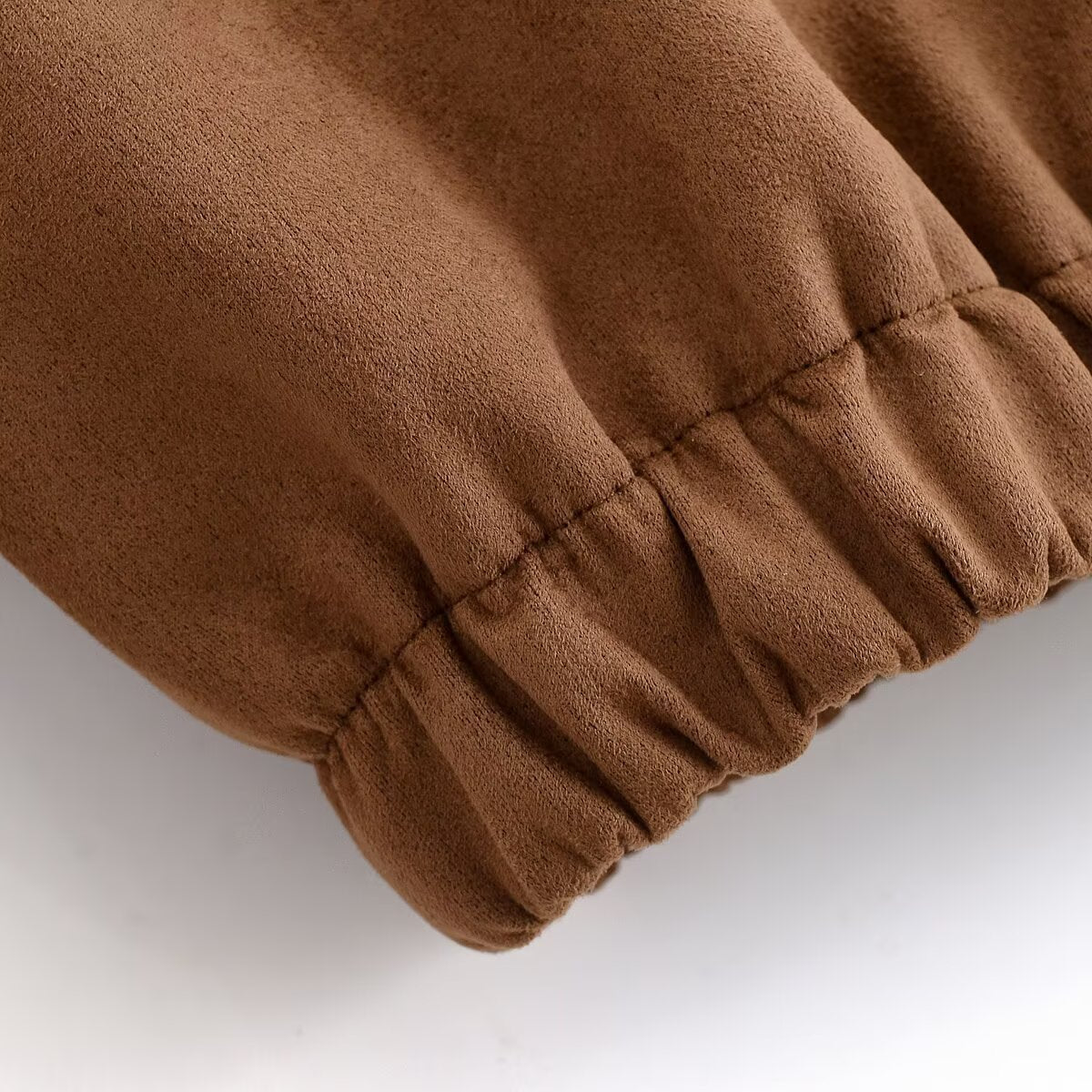 Veste Courte Effet Daim Zippée avec Poches