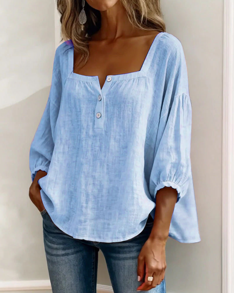 CLERINNE | BLOUSE À COL CARRE POUR FEMMES