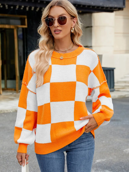 Pull Maille Damier Coupe Décontractée™