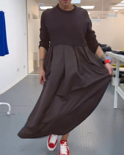 Robe longue décontractée de couleur unie
