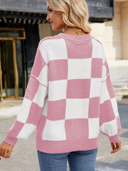 Pull Maille Damier Coupe Décontractée™
