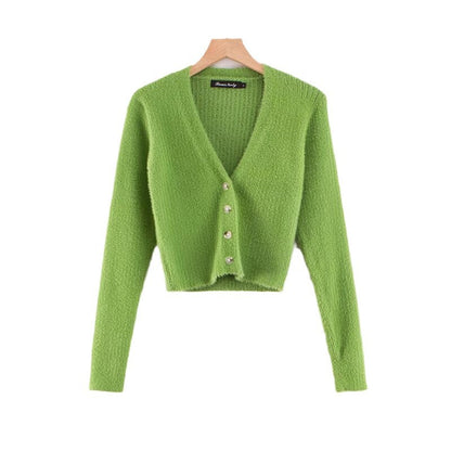 Cardigan Court en Maille Douce à Col V