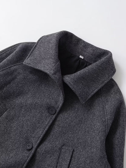 Veste Courte Gris Foncé en Mélange Laine™