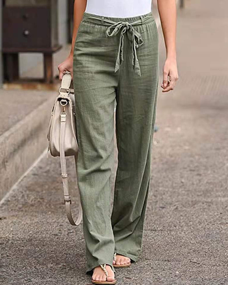 Pantalon à jambes droites et taille élastique