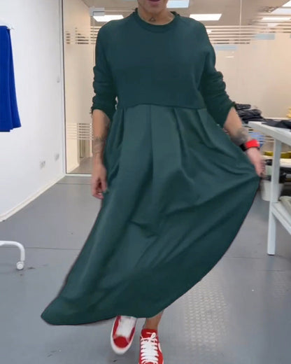 Robe longue décontractée de couleur unie