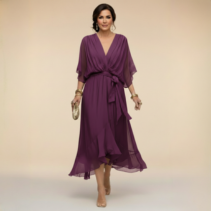 CLERINNE | ROBE EN MOUSSELINE À COL V POUR FEMME