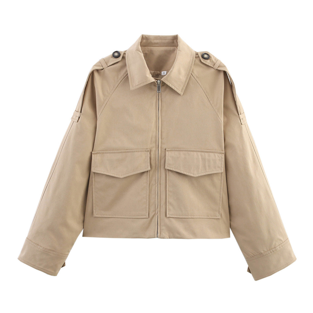Veste Utility Courte Zippée à Poches Cargo