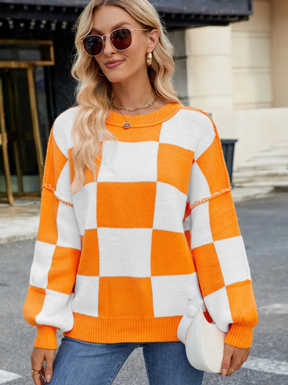 Pull Maille Damier Coupe Décontractée™