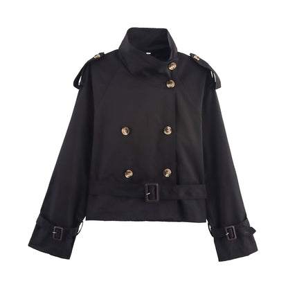 Céleste Trench Court Femme à Col Montant
