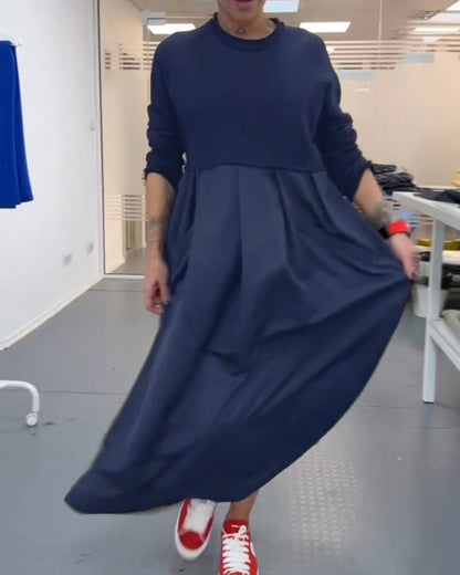 Robe longue décontractée de couleur unie