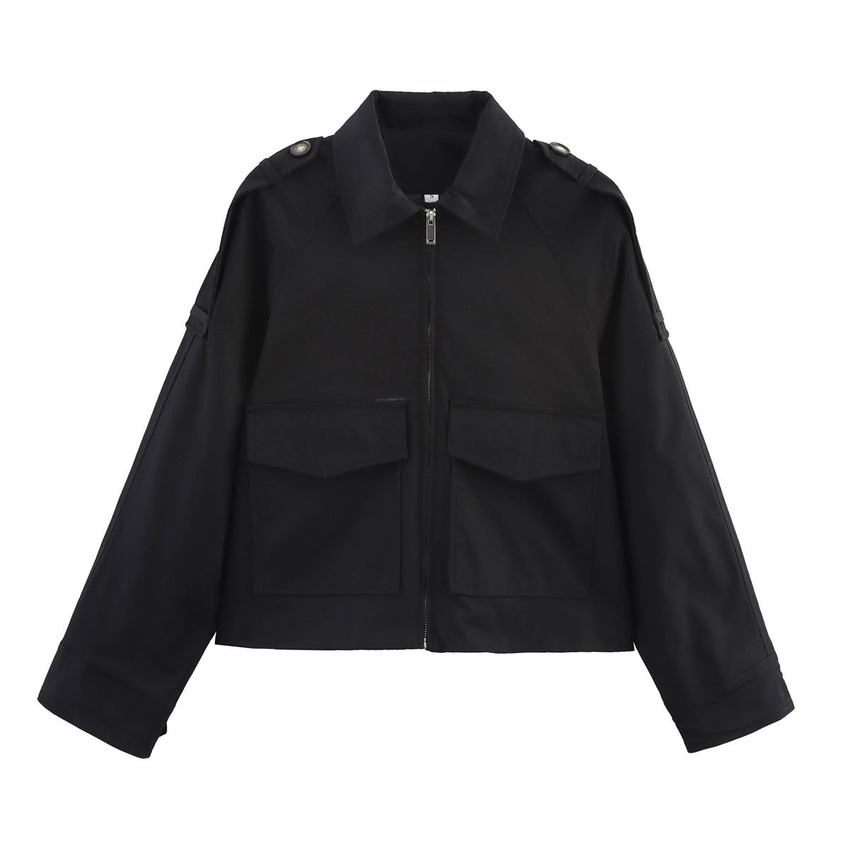 Veste Utility Courte Zippée à Poches Cargo