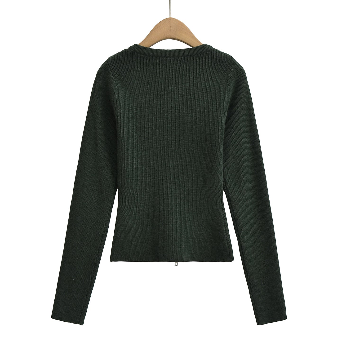 Cardigan Côtelé Zippé Vert Forêt