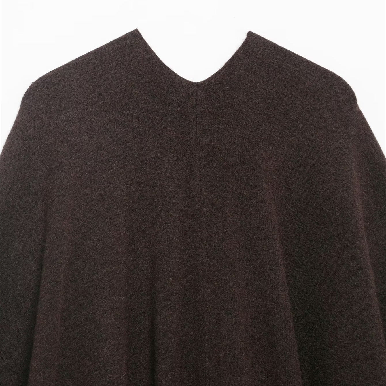 Poncho Frangé Élégant Effet Laine & Cachemire
