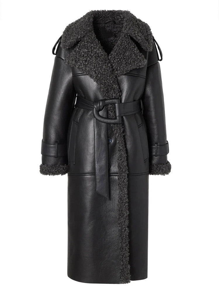 Veste Aviateur Femme Simili Cuir Noir & Doublure Mouton