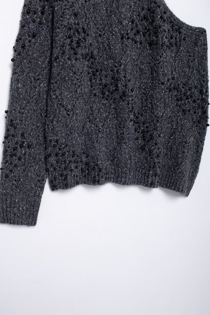 Pull Asymétrique Épaules Dénudées avec Perles
