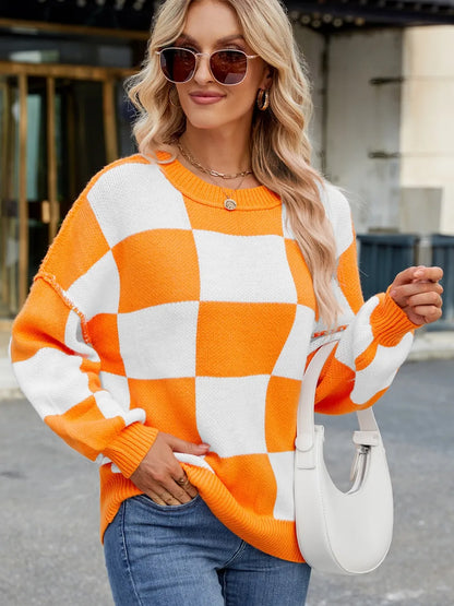 Pull Maille Damier Coupe Décontractée™