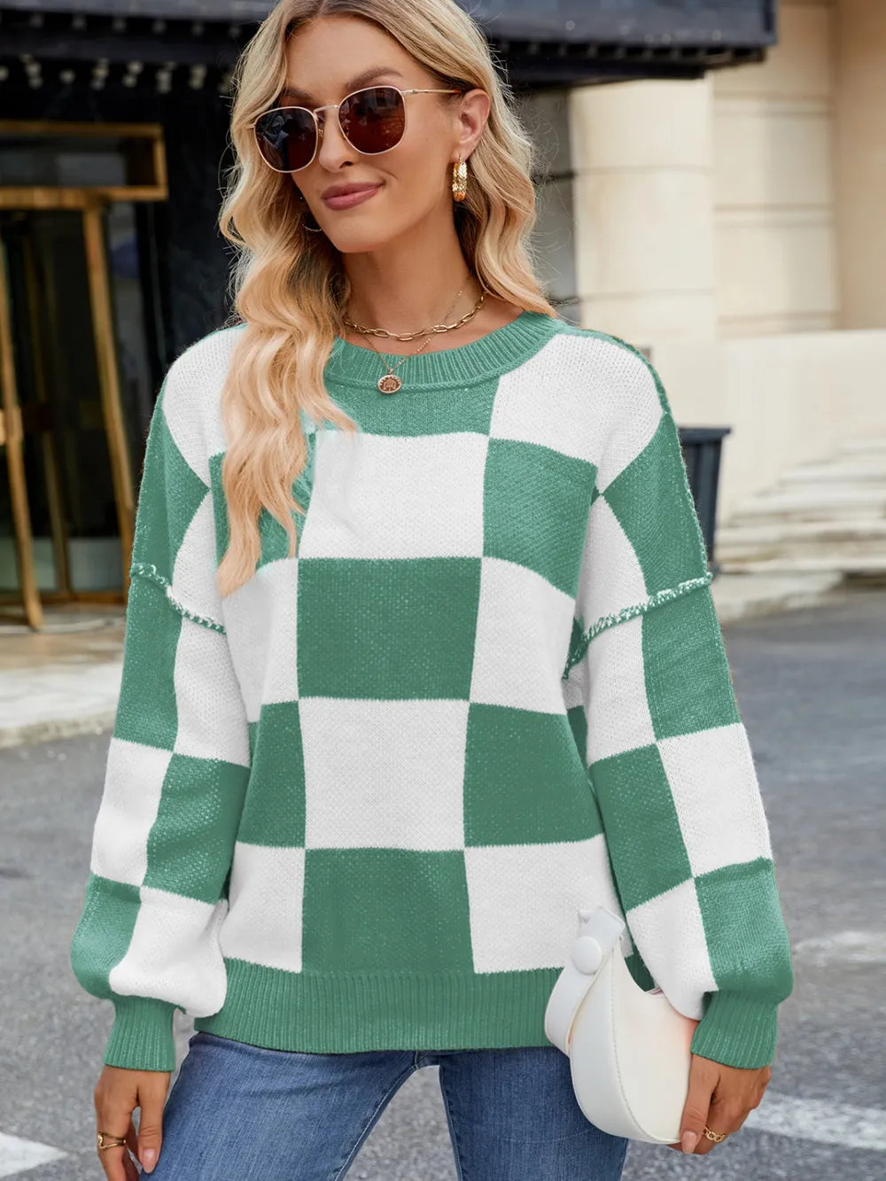 Pull Maille Damier Coupe Décontractée™
