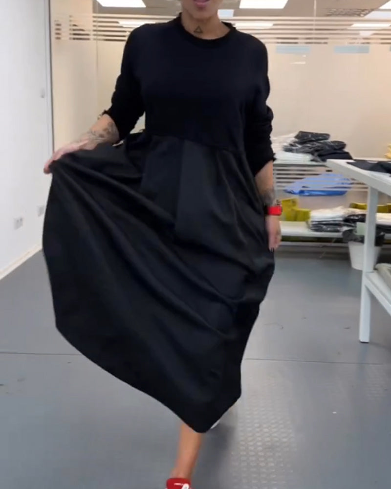 Robe longue décontractée de couleur unie