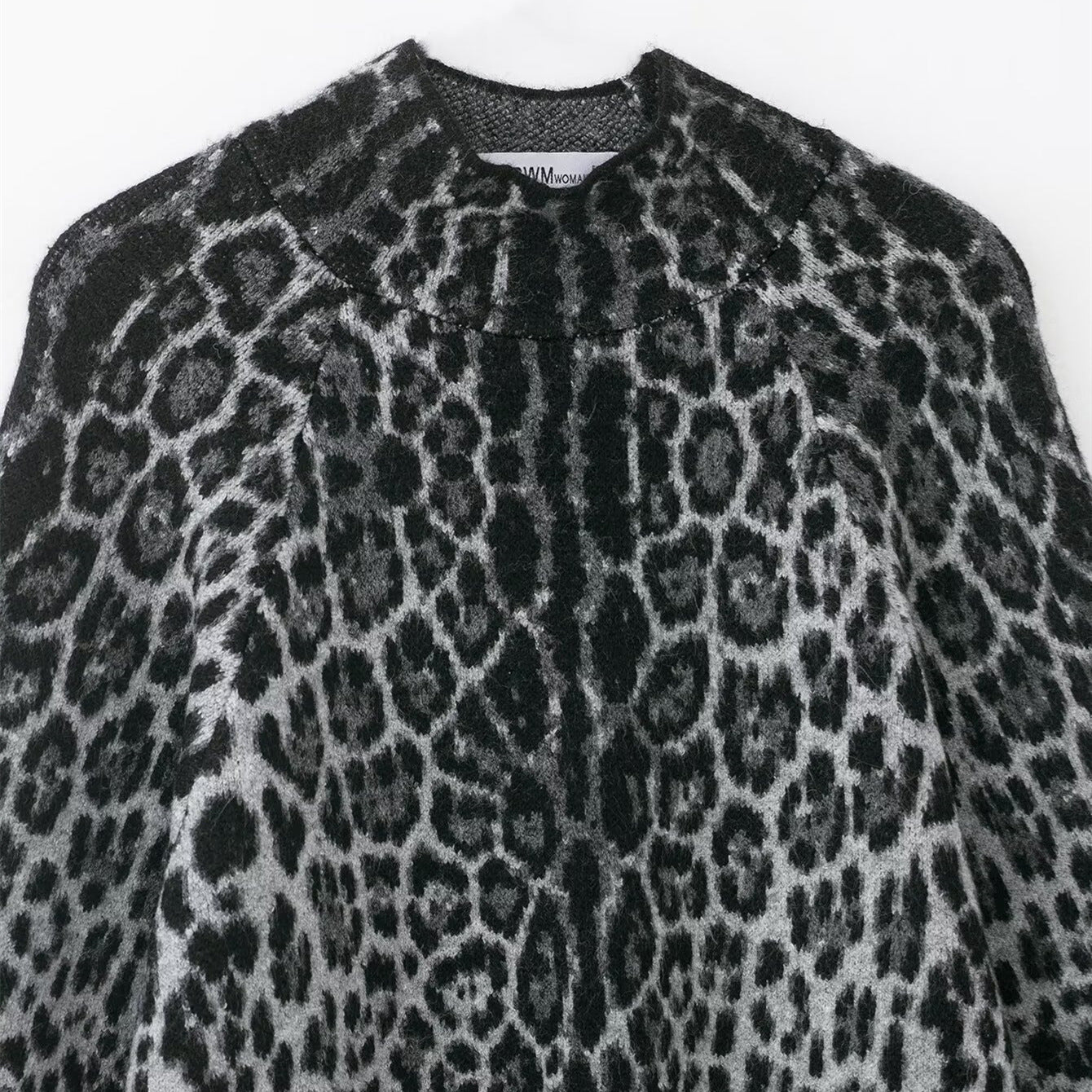 Pull Maille Oversize Imprimé Léopard Gris