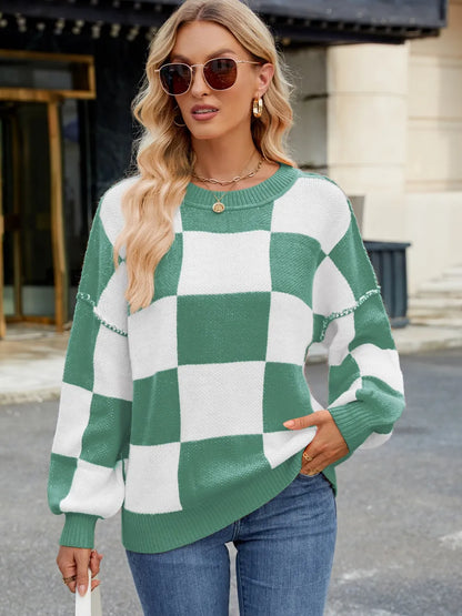 Pull Maille Damier Coupe Décontractée™