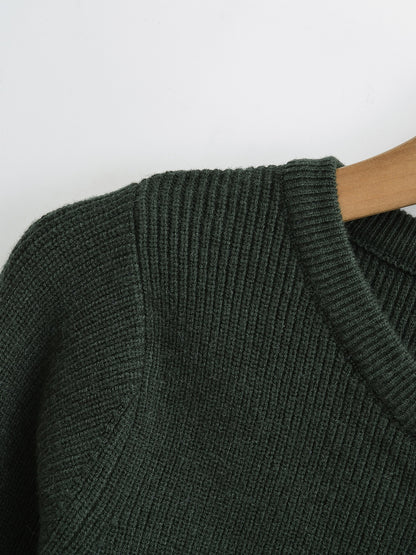 Cardigan Côtelé Zippé Vert Forêt