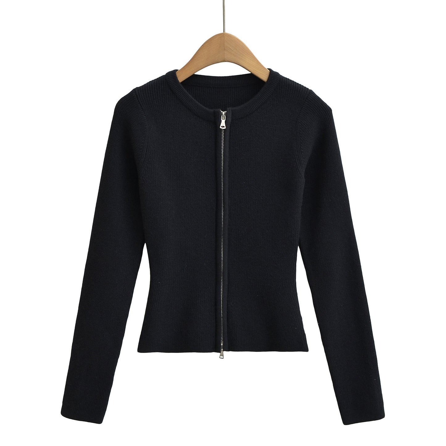 Cardigan Côtelé Zippé Vert Forêt