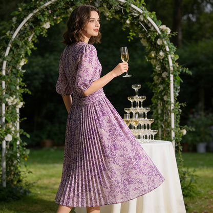 Robe Midi Chiffon Fleurie Violet