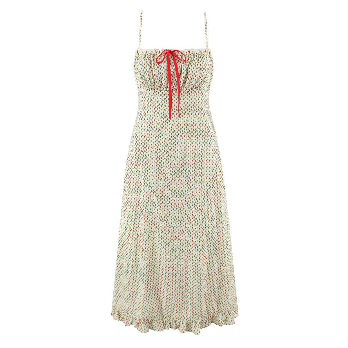 Robe Midi Imprimé Fraises en Coton – Style Vintage