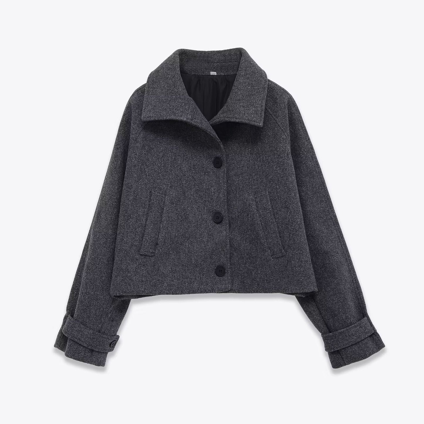 Veste Courte Gris Foncé en Mélange Laine™