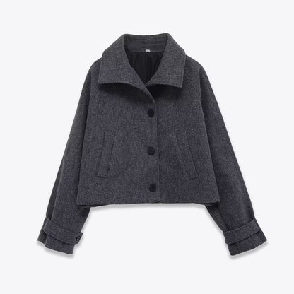 Veste Courte Gris Foncé en Mélange Laine™