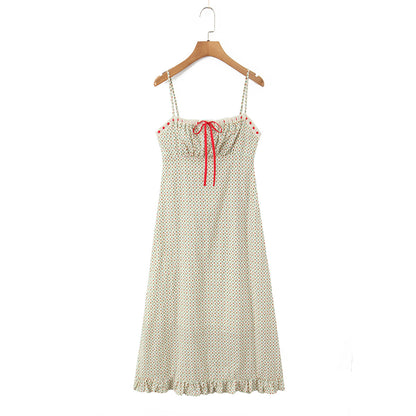 Robe Midi Imprimé Fraises en Coton – Style Vintage