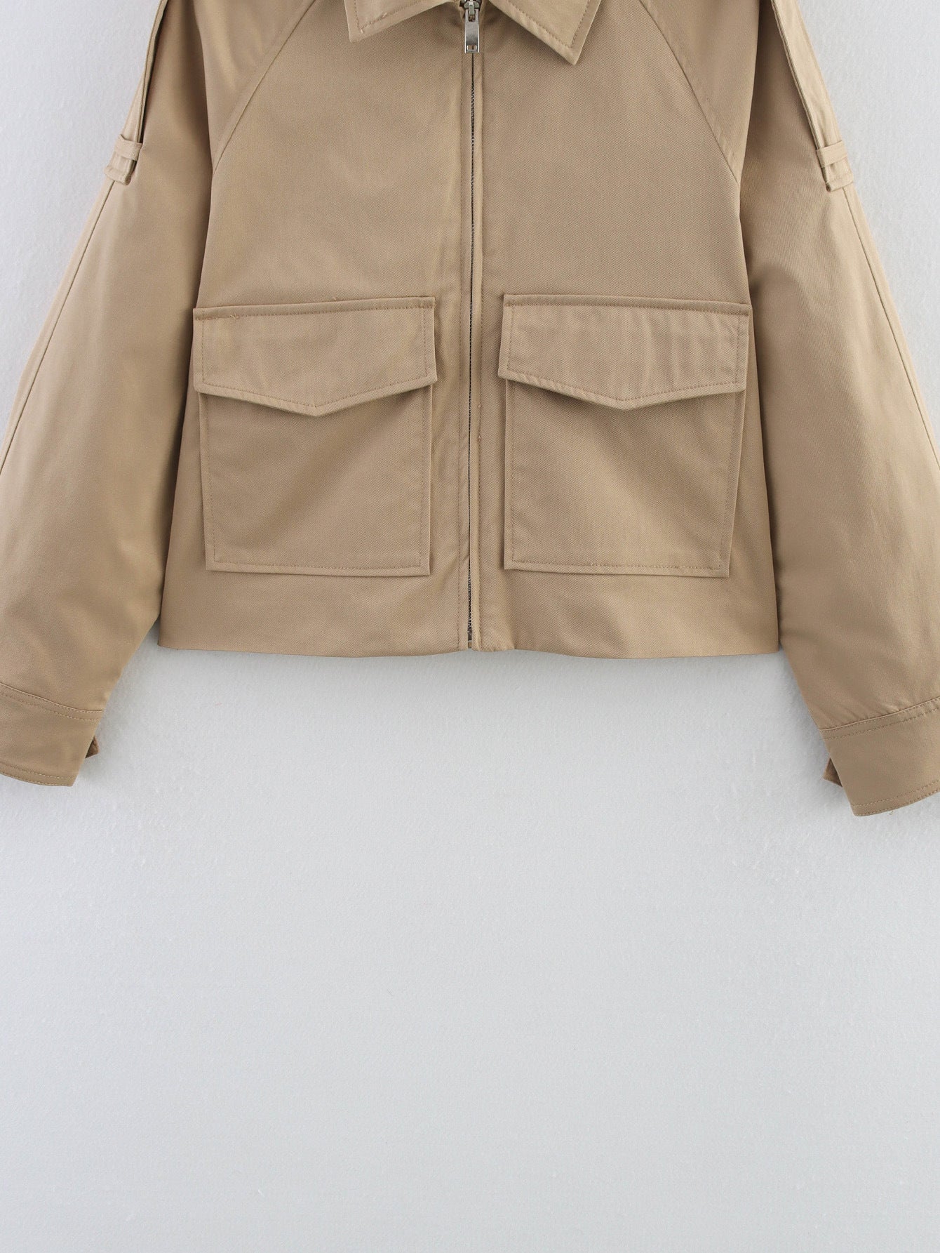 Veste Utility Courte Zippée à Poches Cargo
