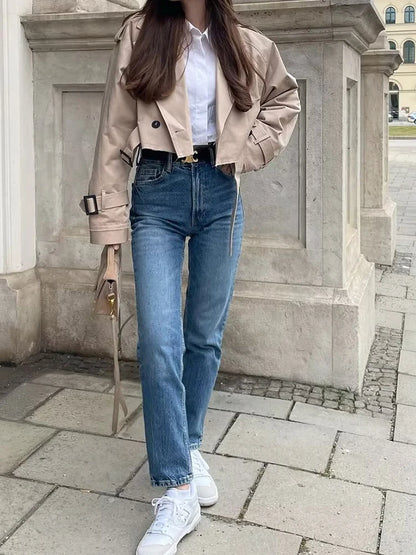 Trench Court Femme Ceinturé Style Classique