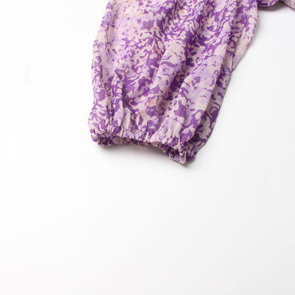Robe Midi Chiffon Fleurie Violet